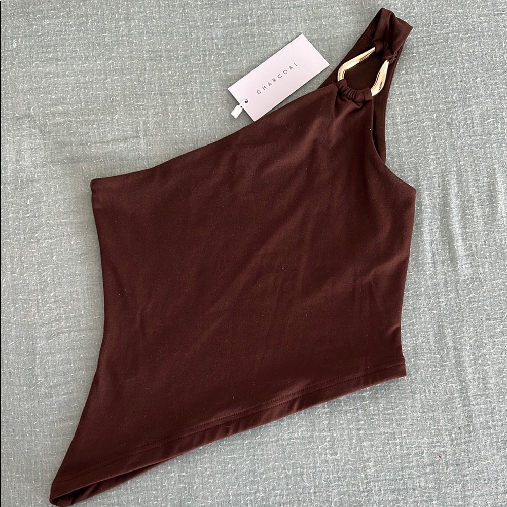 Charcoal Clothing size 6 (XS) one shoulder asymmetrical top